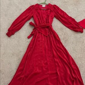 Aura Vibrant Red Long Sleeve Dress